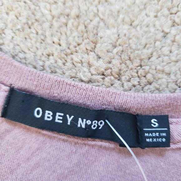 OBEY N°89 Keepers Of The Peace Sz Small Mens Modal Blend Eagle T-Shirt - Picture 3 of 6